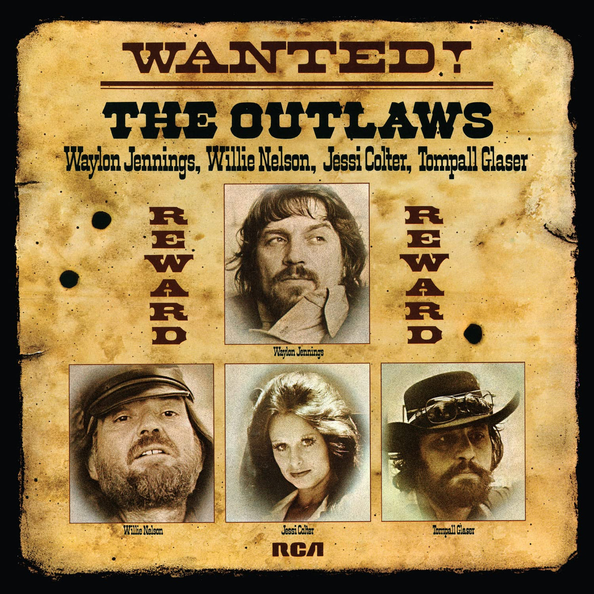 Waylon Jennings / Willie Nelson / Jessi Colter / Tompall Glaser – Wanted! The Outlaws vinyl record cover