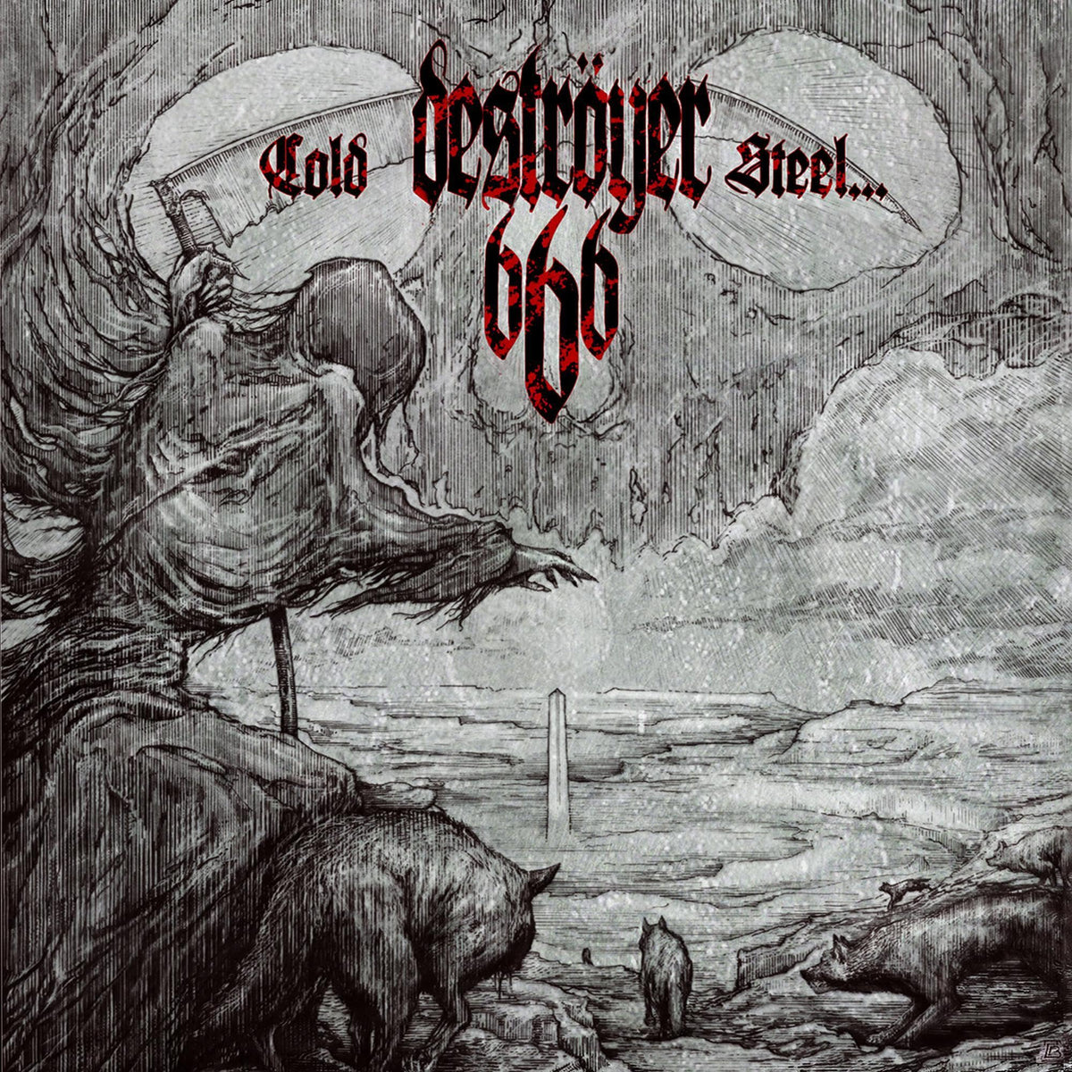 Destroyer 666 – Cold Steel...For An Iron Age (Ltd. Ed. Gatefold Lp On Silver And Dark Green Vi by Destroyer 666 vinyl record cover