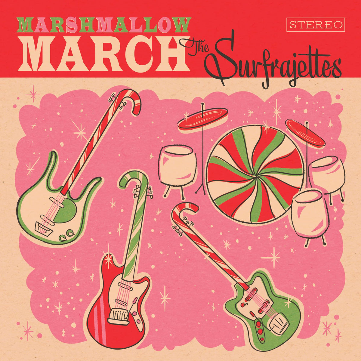 Surfrajettes – Surfrajettes Marshmallow March / All I Want For Christmas Is You vinyl record cover