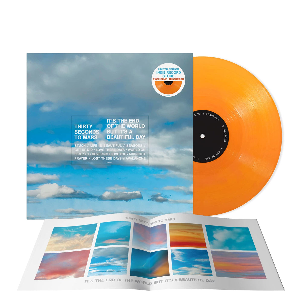 Thirty Seconds To Mars – It's The End Of The World But It's A Beautiful Day (Tangerine Vin vinyl record cover