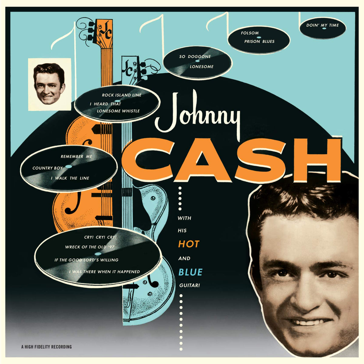 Johnny Cash – With His Hot Blue Guitar vinyl record cover