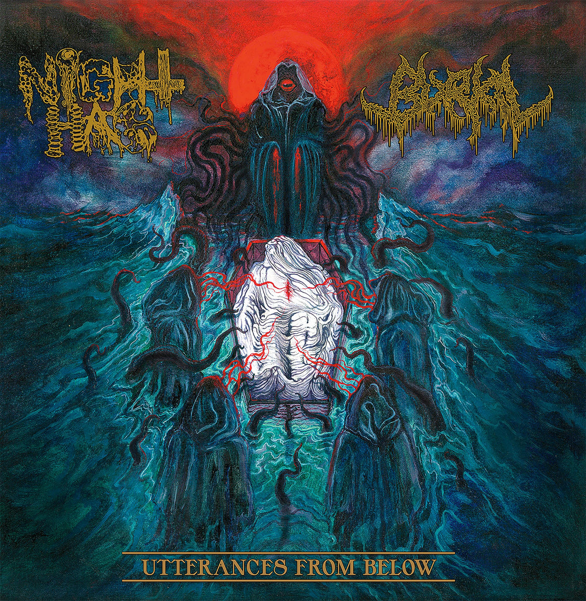 Night Hag/Burial – Utterances from Below vinyl record cover