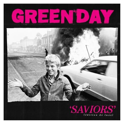 Green Day – Saviors(Deluxe Edition) (Clear/Hot Pink Splatter Vinyl) (Indies) vinyl record cover