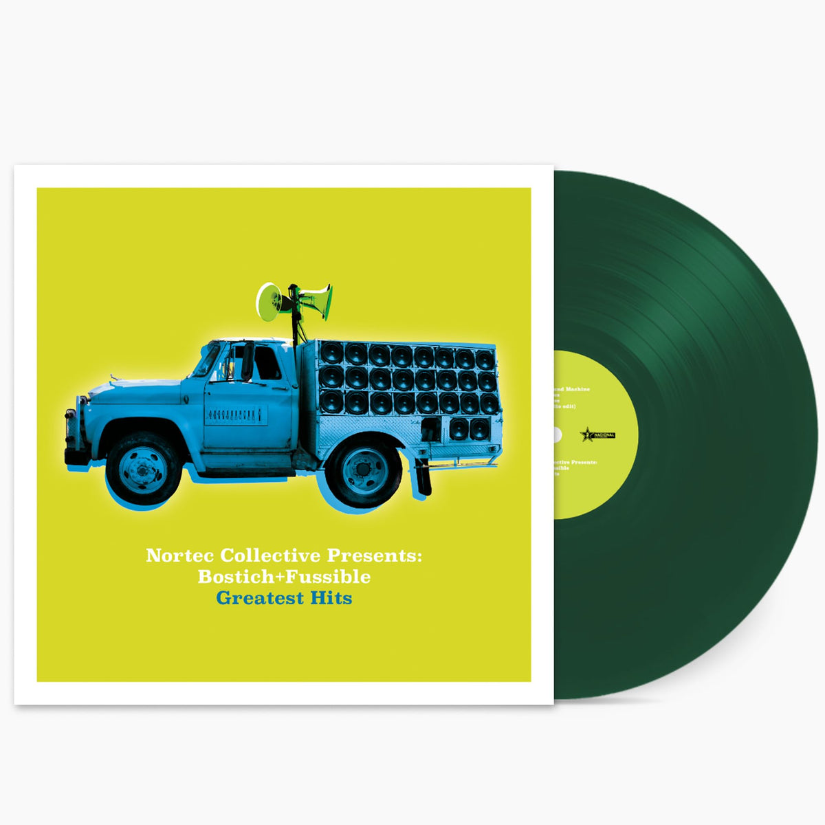 Bostich + Fussible – Nortec Collective Presents: Bostich + Fussible Greatest Hits (Ltd Ed Green Vinyl) (LP) by Bostich + Fussible vinyl record cover