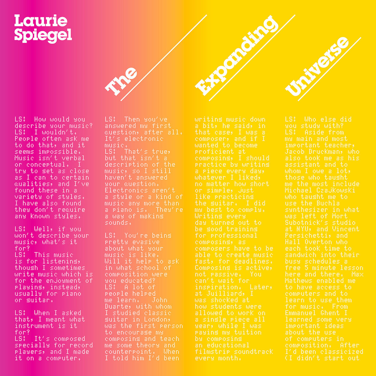 Laurie Spiegel – The Expanding Universe vinyl cover