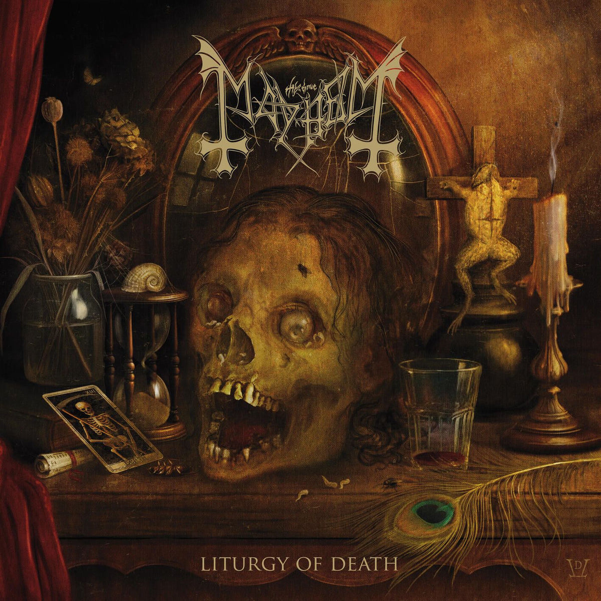 Mayhem – Liturgy Of Death (Ltd Dlx Clear-Black Marble + 7 Box Set) (2LP) vinyl record cover