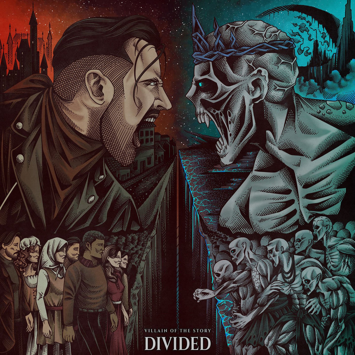 Villain Of The Story – Divided (LTD. ORANGE/DARK BLUE SPLATTER LP) vinyl record cover