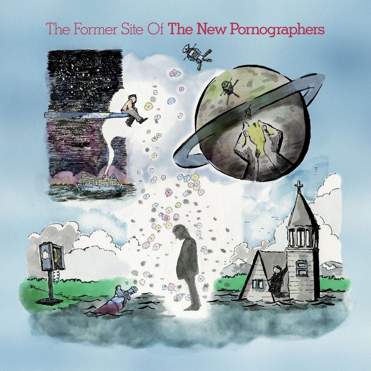 New Pornographers – The Former Site Of (Orange & Red Marble Vinyl) vinyl record cover