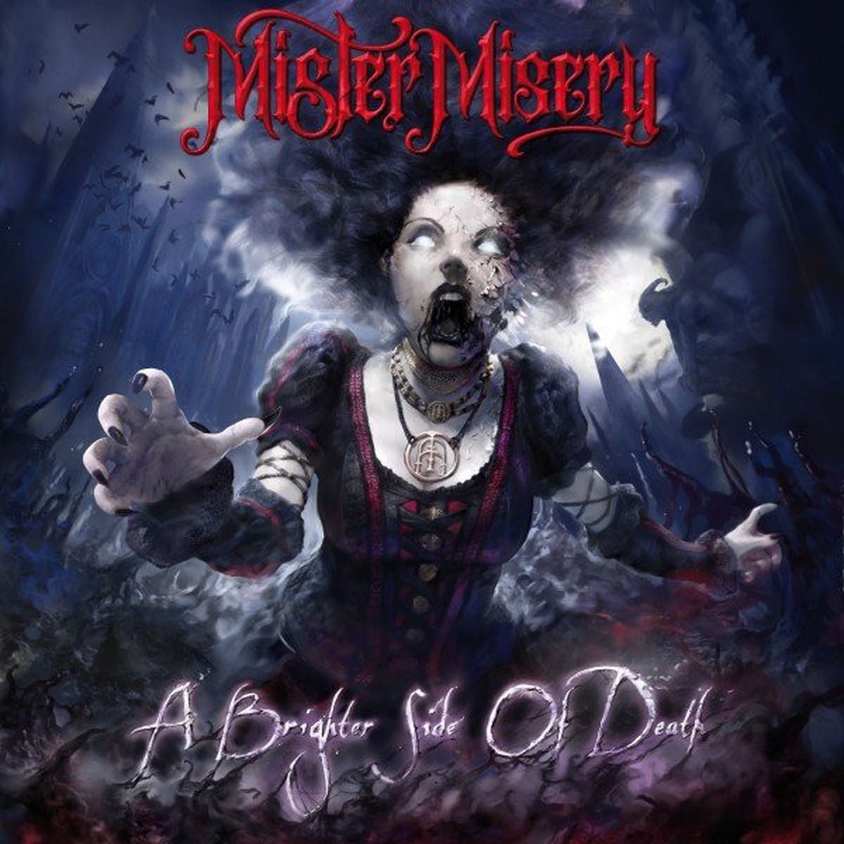 Mister Misery – Mister Misery - A Brighter Side Of Death (ltd. White / Red Splatter Lp) vinyl record cover