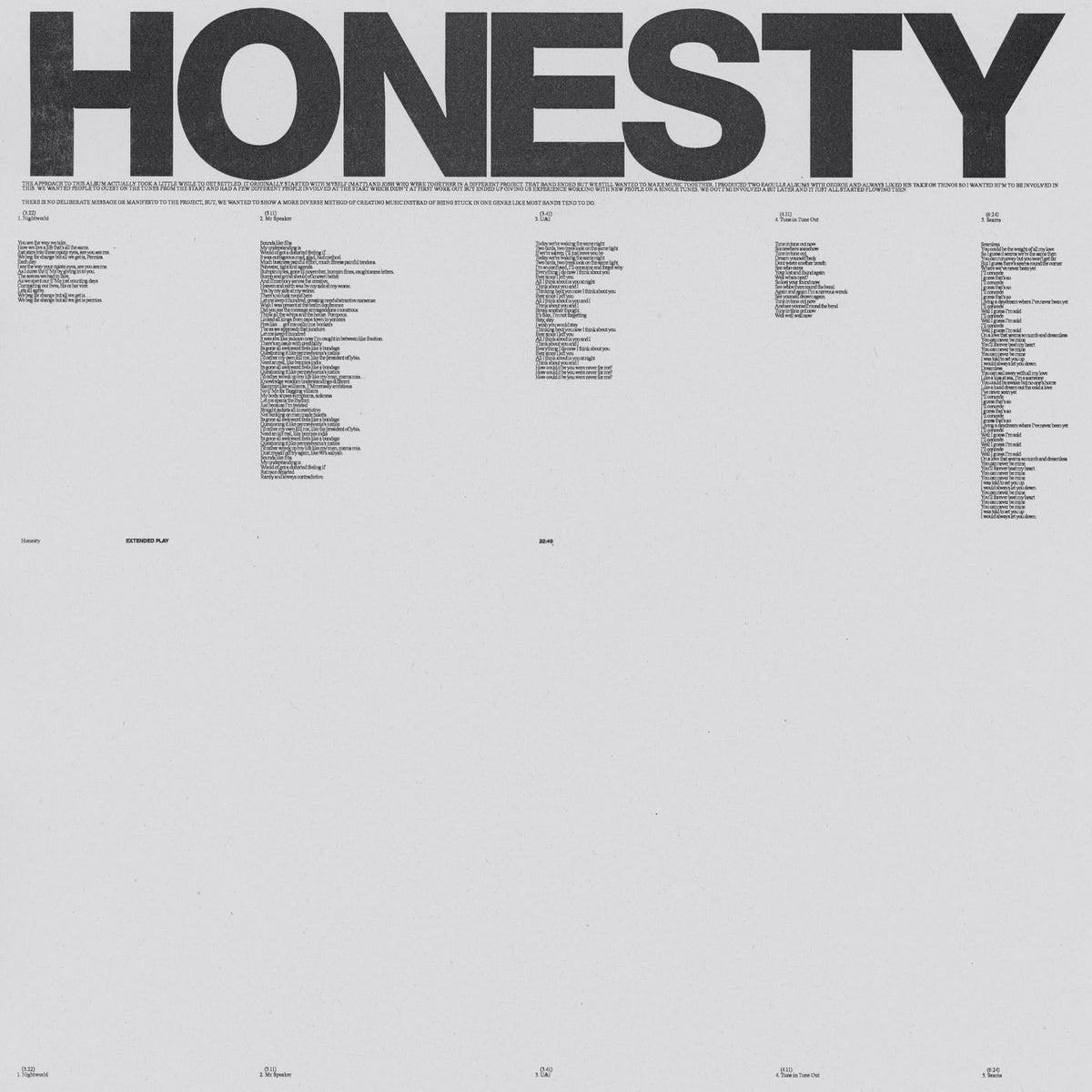 HONESTY – WHERE R U vinyl cover