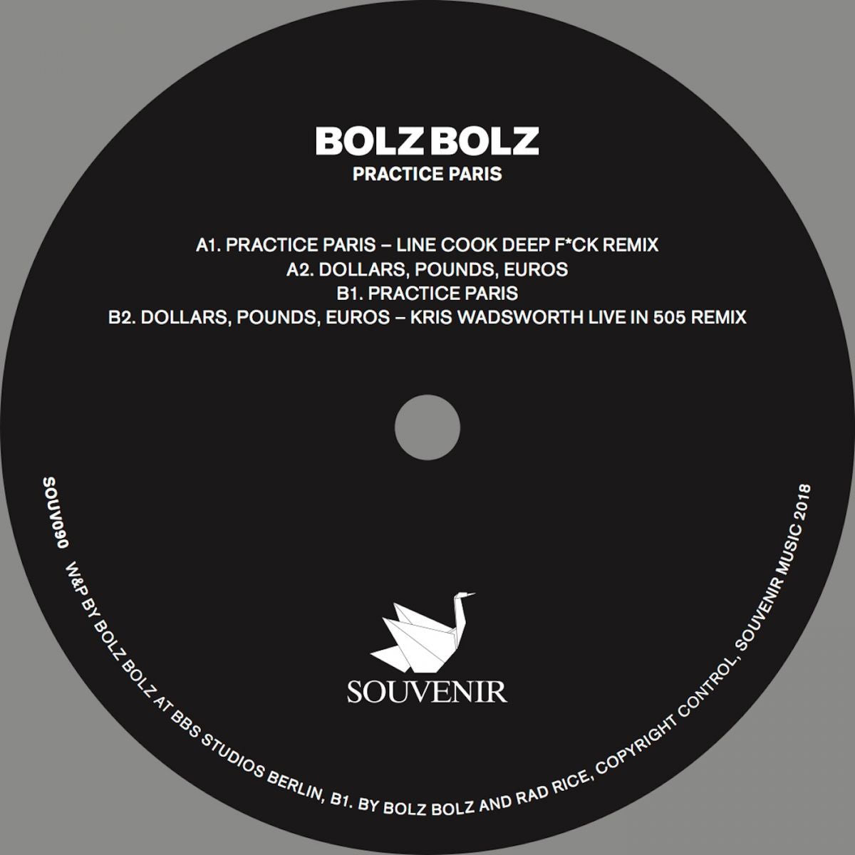 Bolz Bolz – Practice Paris vinyl record cover