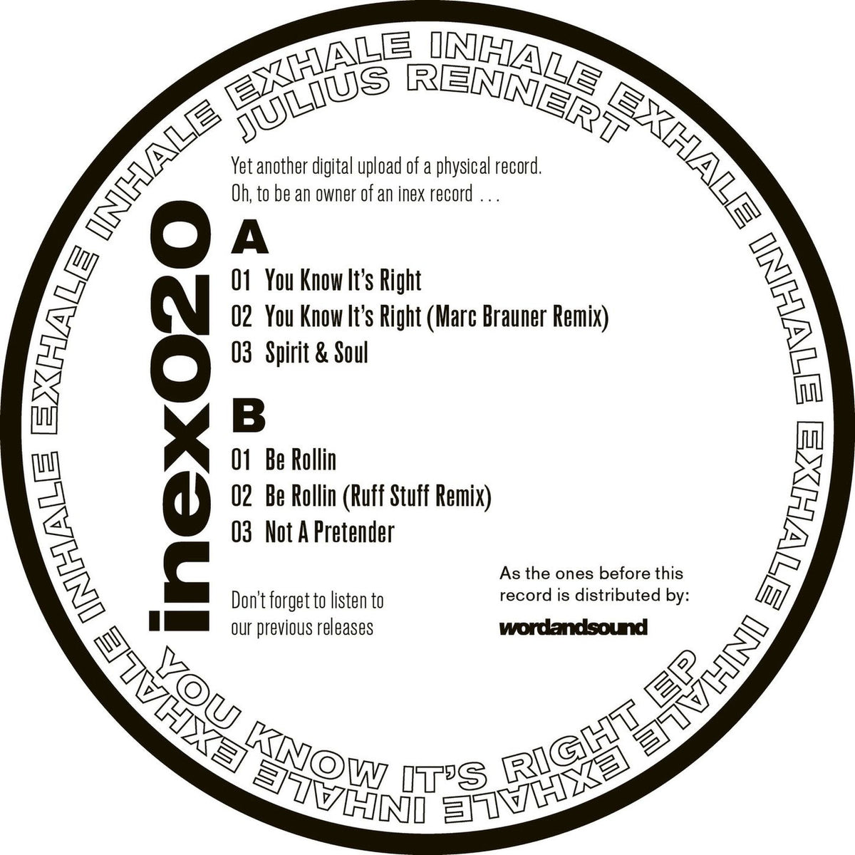Julius Rennert – You Know It's Right EP vinyl cover
