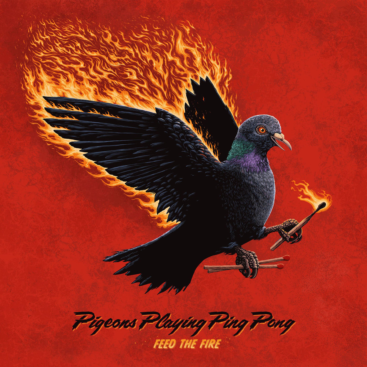 Pigeons Playing Ping Pong – Feed the Fire vinyl record cover