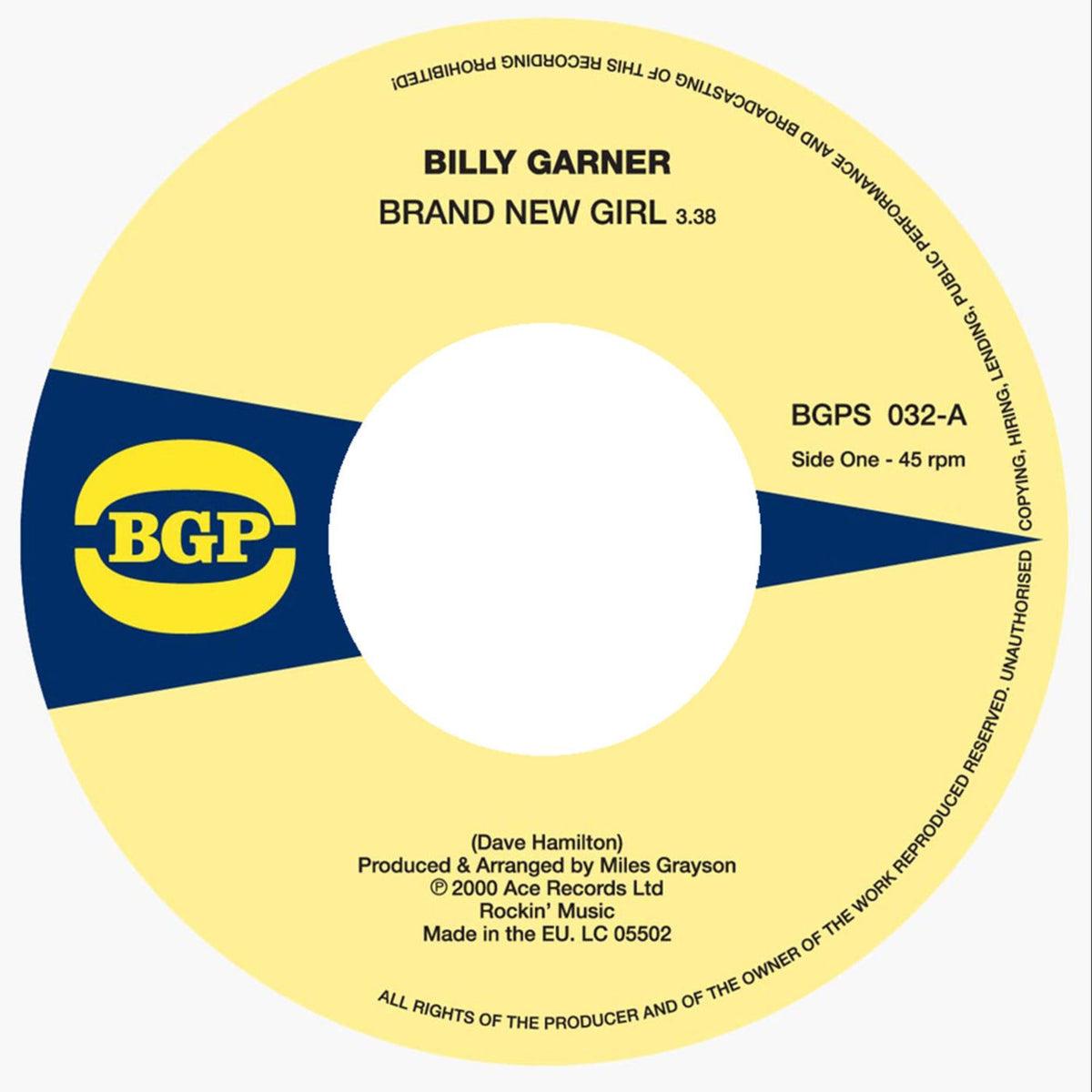 Billy Garner – Brand New Girl / I Got Some, Pt. 1 vinyl cover
