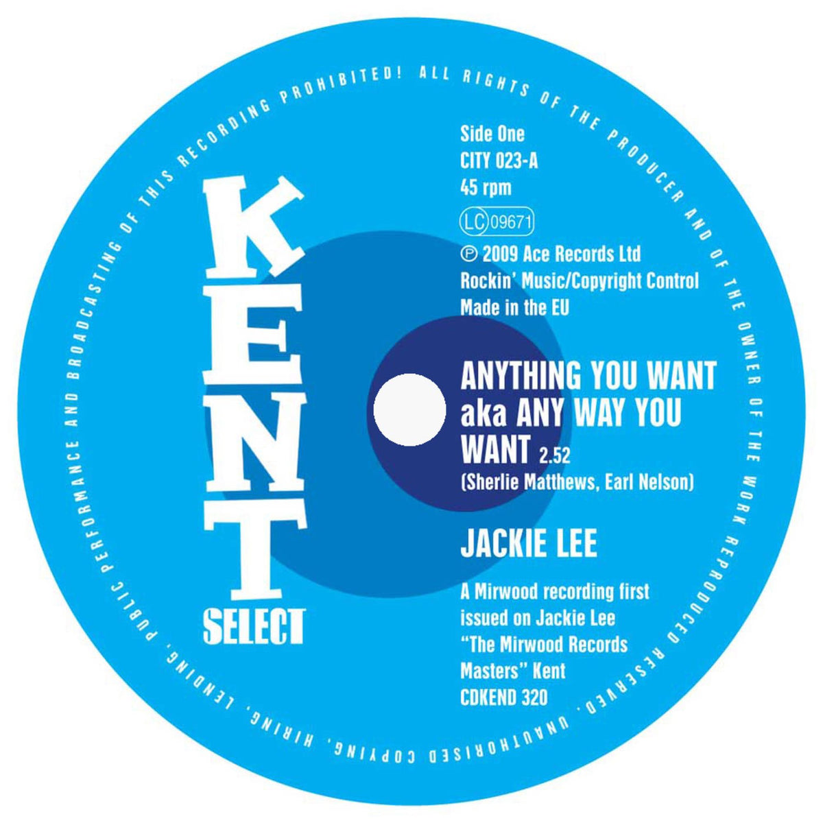 Jackie Lee – Anything You Want / Trust Me vinyl cover