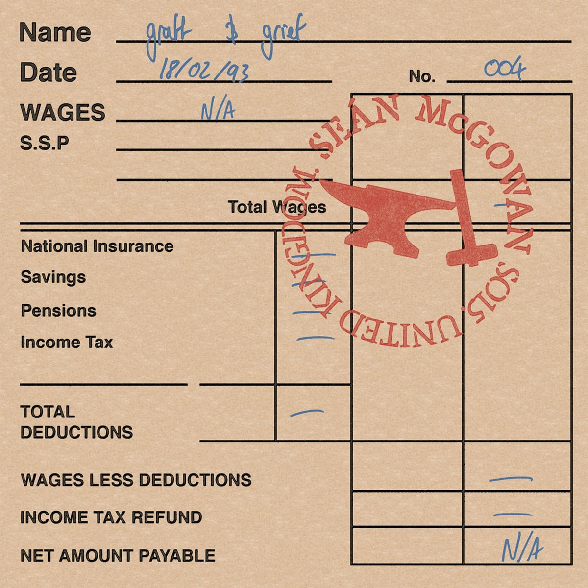 Sean McGowan – Graft and Grief vinyl record cover