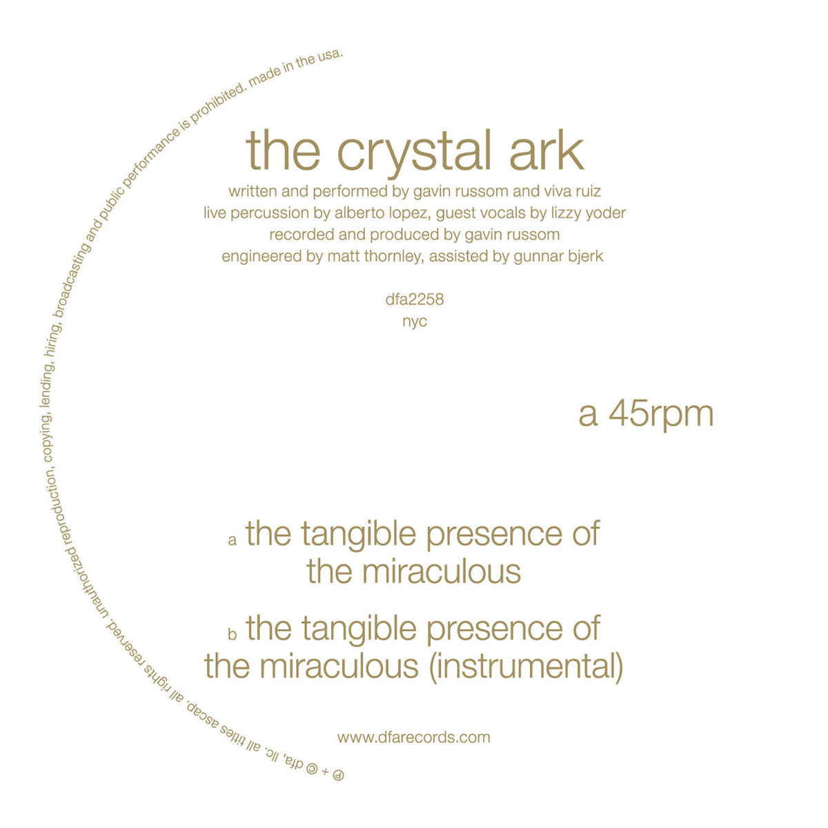 The Crystal Ark – The Tangible Presence of Miraculous vinyl cover