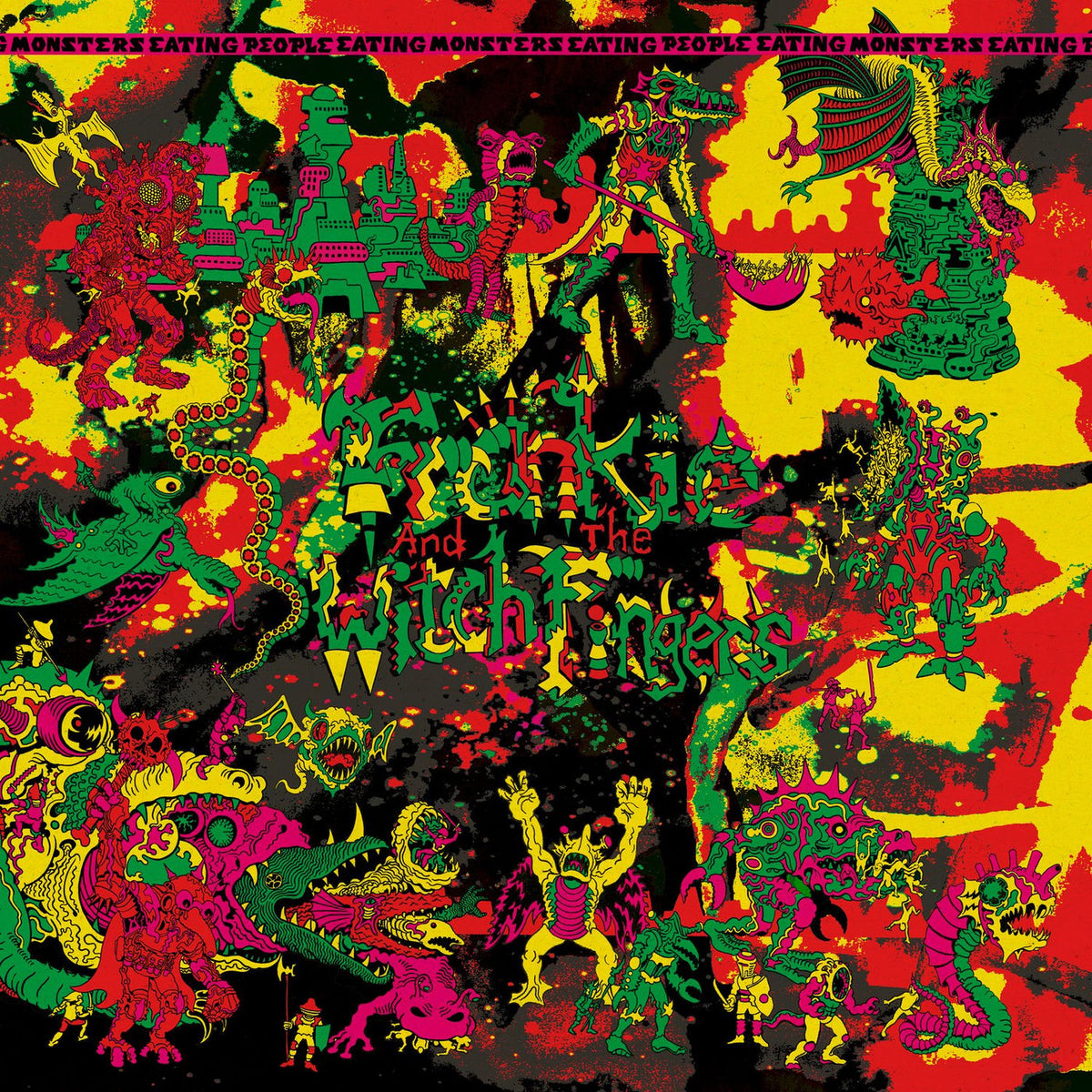 Frankie And The Witch Fingers – Monsters Eating People Eating Monsters... (Green Galaxy Vinyl) vinyl record cover