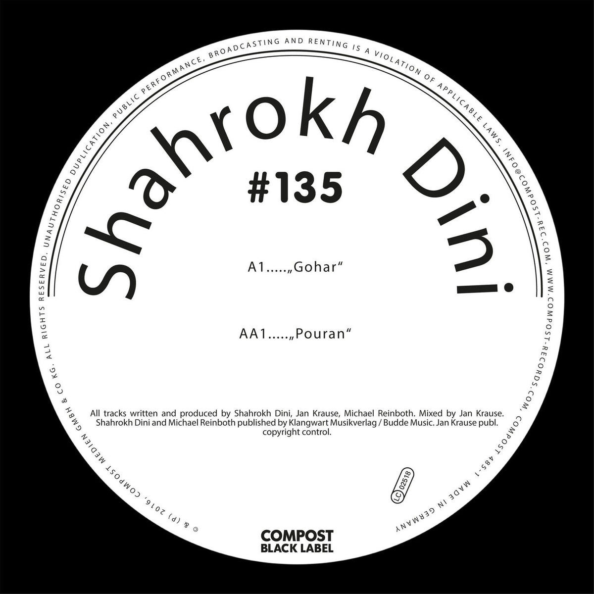 Shahrokh Dini – Compost Black Label 135 vinyl record cover