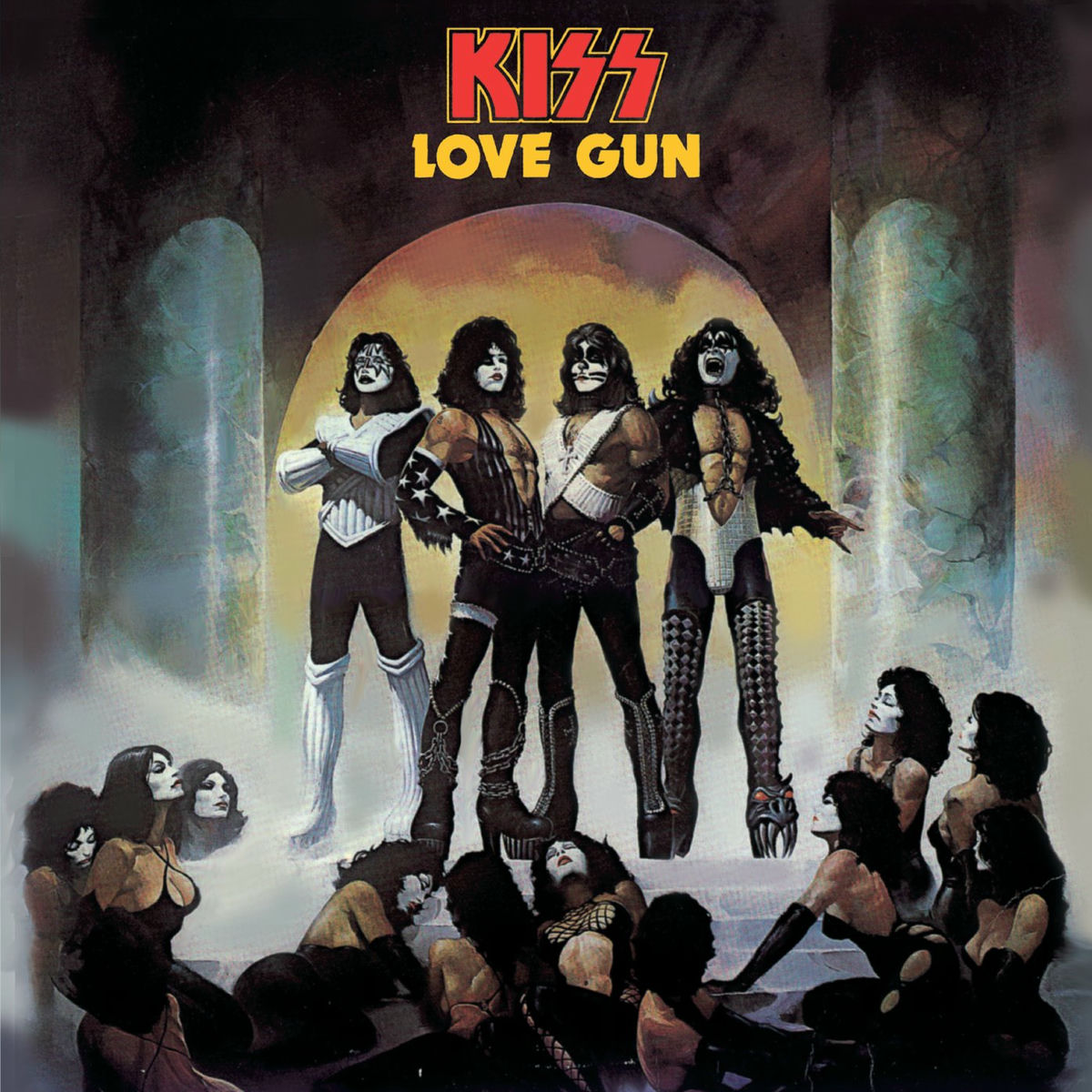 Kiss – Love Gun (Limited Edition, Tangerine/ Aqua Splatter Colored Vinyl) vinyl record cover
