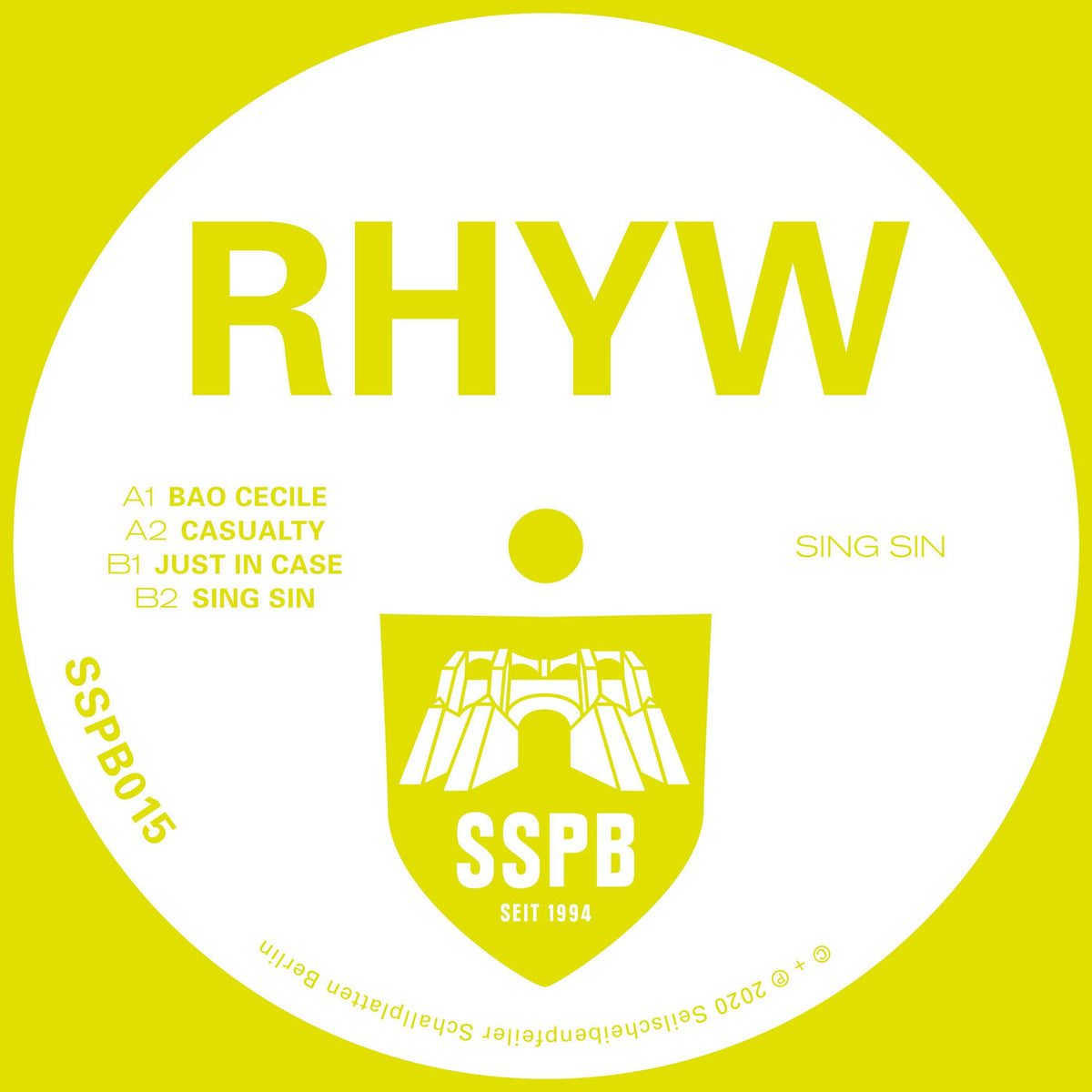 Rhyw – Sing Sin vinyl record cover