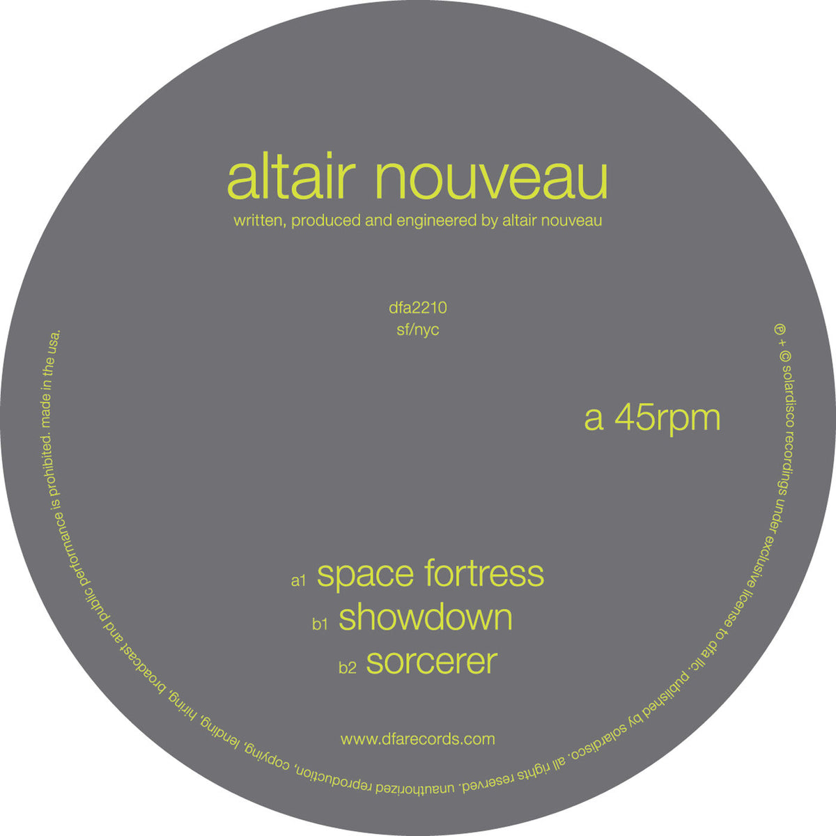 Altair Nouveau – Space Fortress vinyl cover