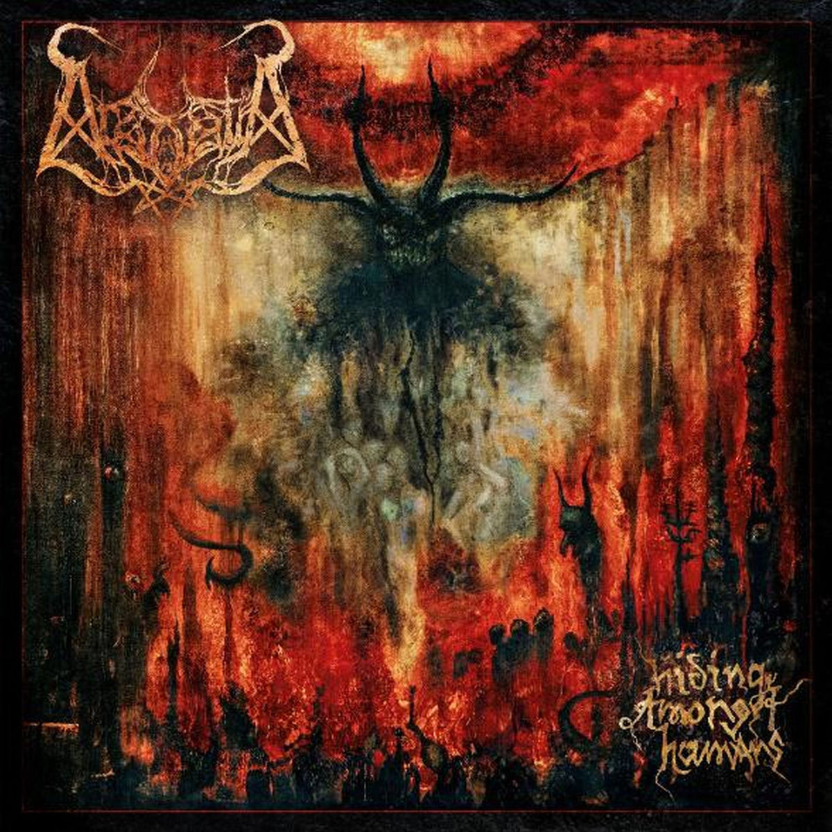 Arsgoatia – Hiding Amongst Humans (DARK RED VINYL) vinyl record cover
