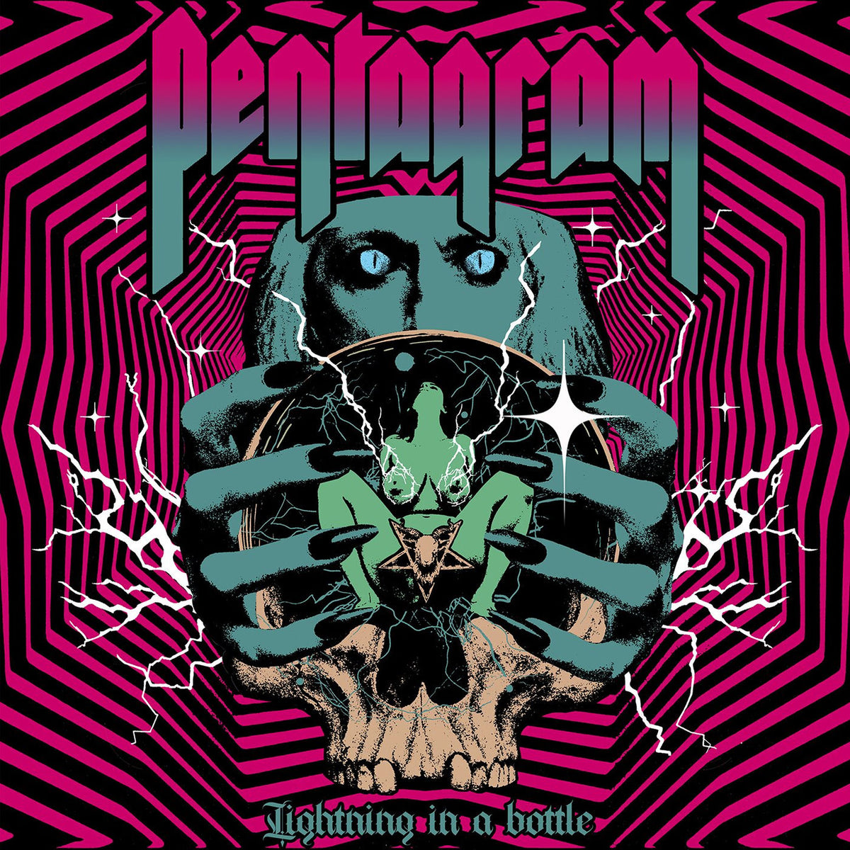 Pentagram – Lightning In A Bottle (Neon Pink Vinyl) vinyl record cover