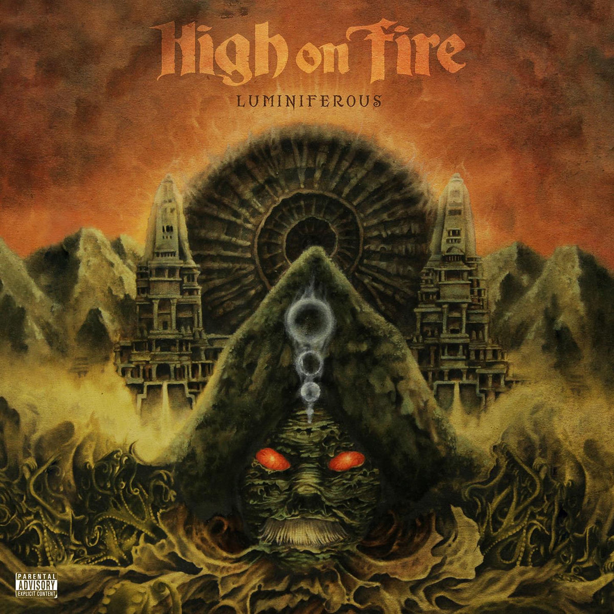 High On Fire – Luminiferous (OPAQUE OLIVE GREEN) vinyl record cover