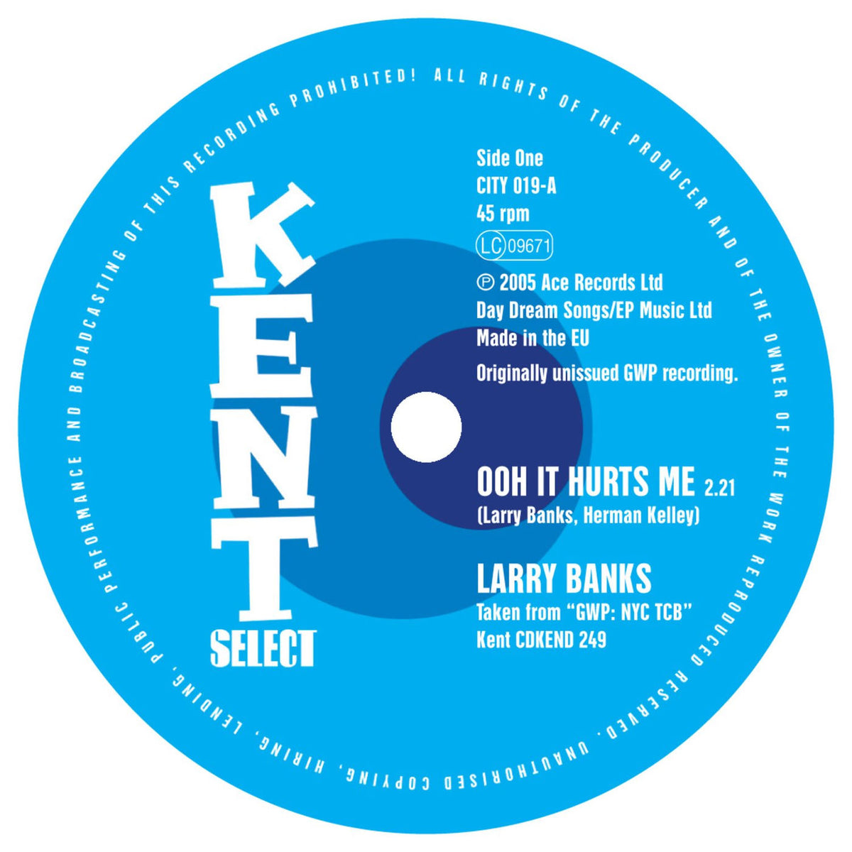 Larry Banks – Ooh It Hurts Me / Without Your Love vinyl cover
