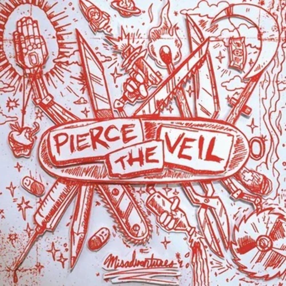 Pierce The Veil – Misadventures (Silver/Red Splatter Vinyl) vinyl record cover