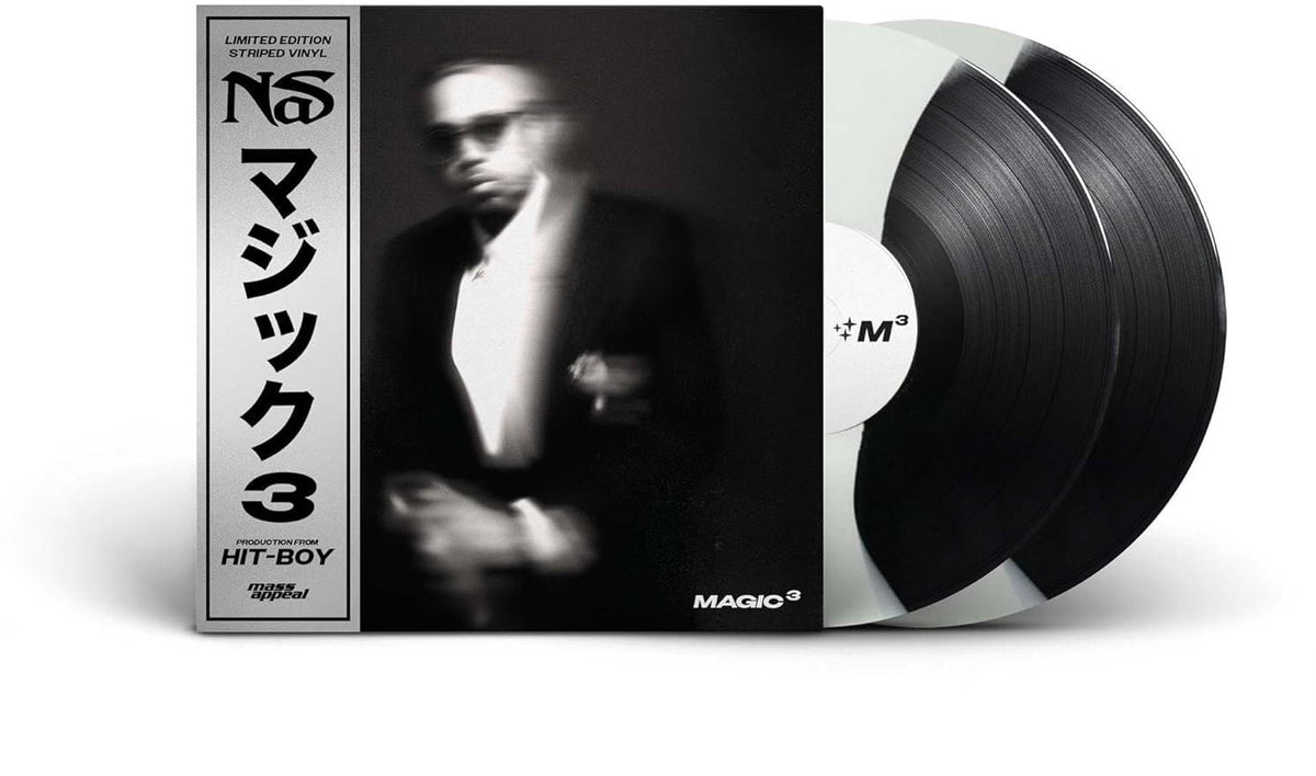 Nas – Magic 3 (Striped Black And White Vinyl) (LP)  by Nas vinyl record cover