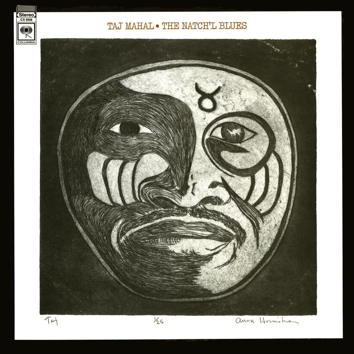 Taj Mahal – Natch'L Blues (Yellow & Black Marbled Vinyl)  by Taj Mahal vinyl record cover