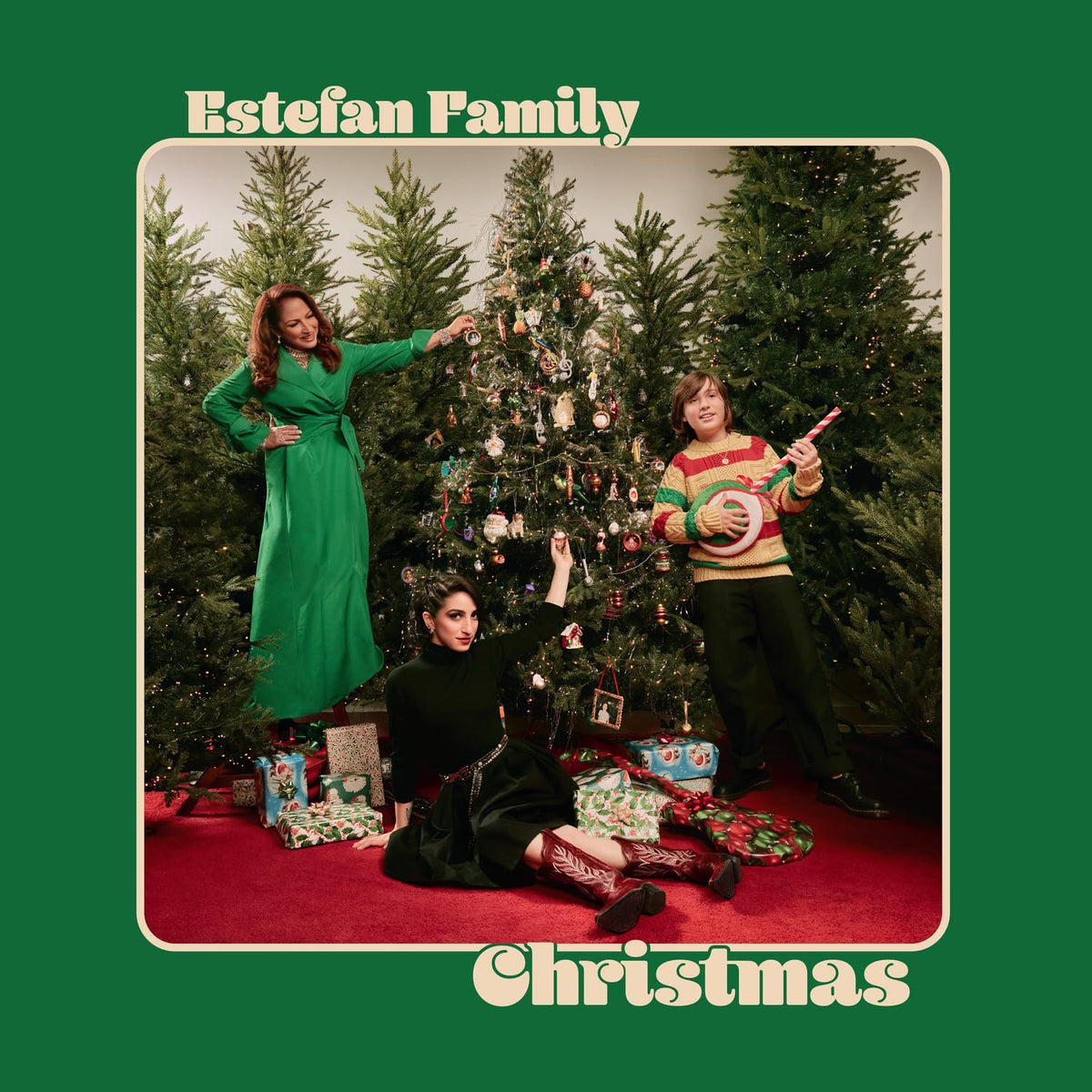 Gloria Estefan / Emily Estefan & Sasha Estefan-Coppola – Estefan Family Christmas (Ruby Red Vinyl) vinyl record cover