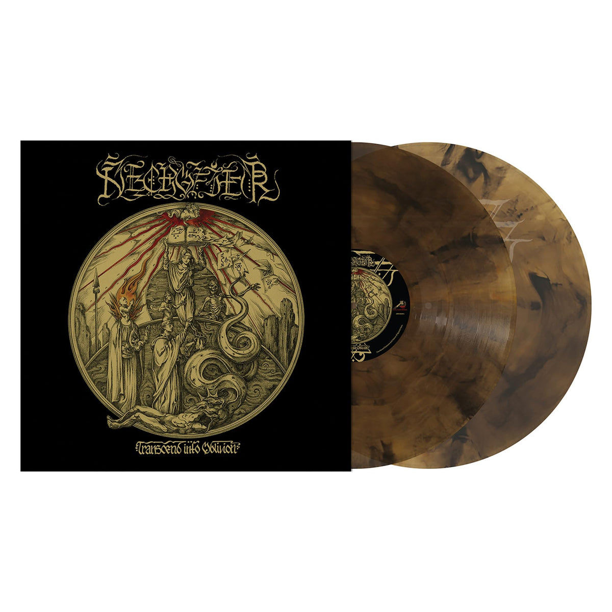 Necrofier – Transcend Into Oblivion (Cosmic Storm / Clear Brown Black Marbled vinyl record cover