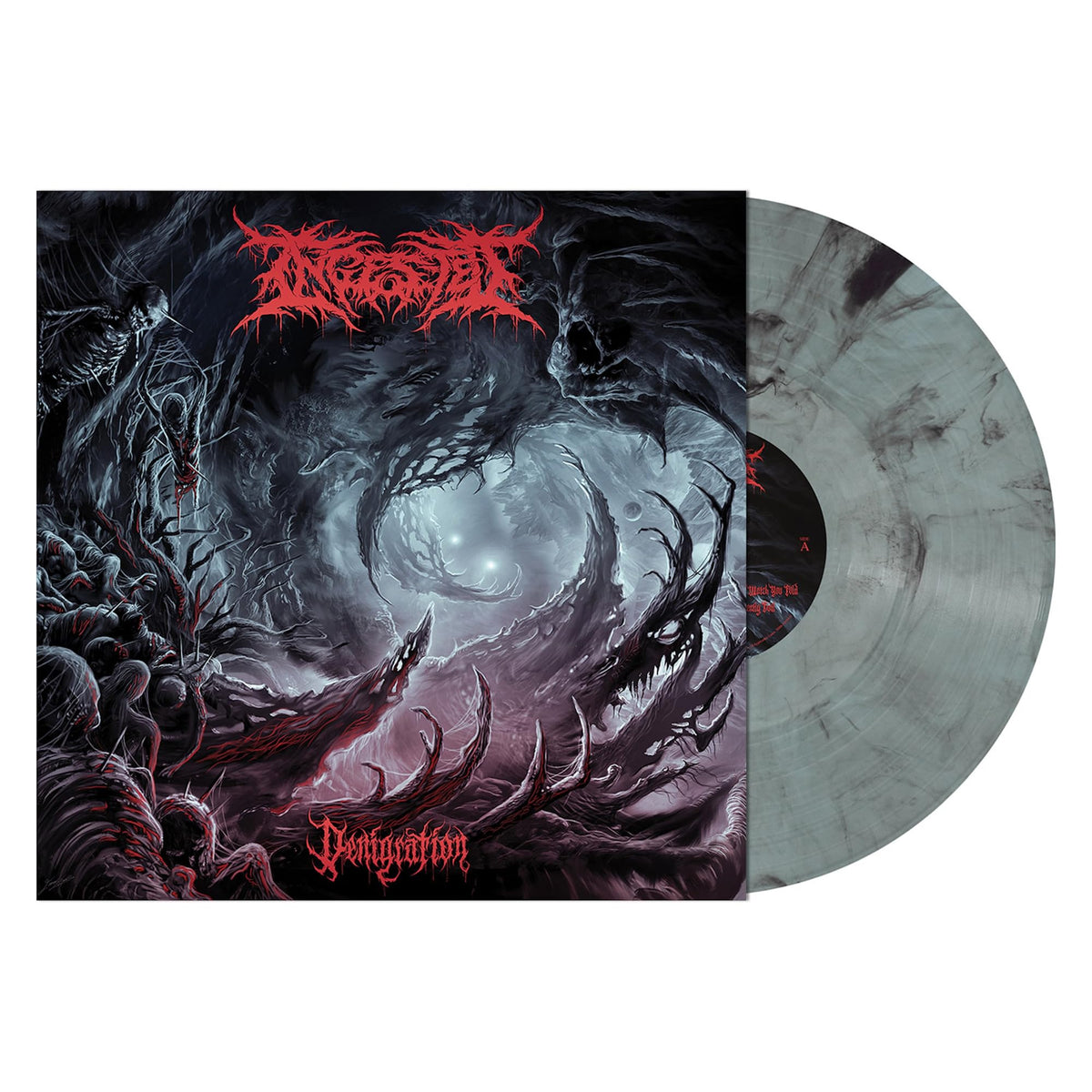 Ingested – Denigration (Electric Blue Smoke Vinyl) vinyl record cover