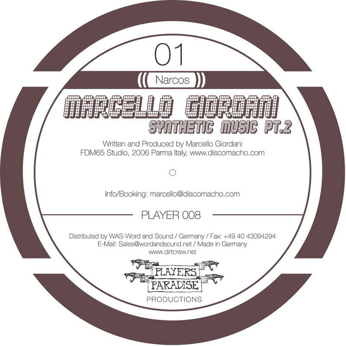 Marcello Giordani – Synthetic Music Pt. 2 vinyl cover