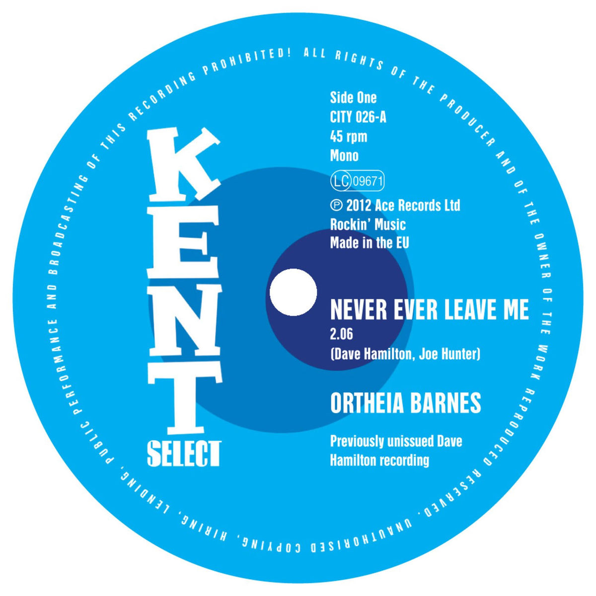 Ortheia Barnes – Never Ever Leave Me / What Should I Do vinyl cover