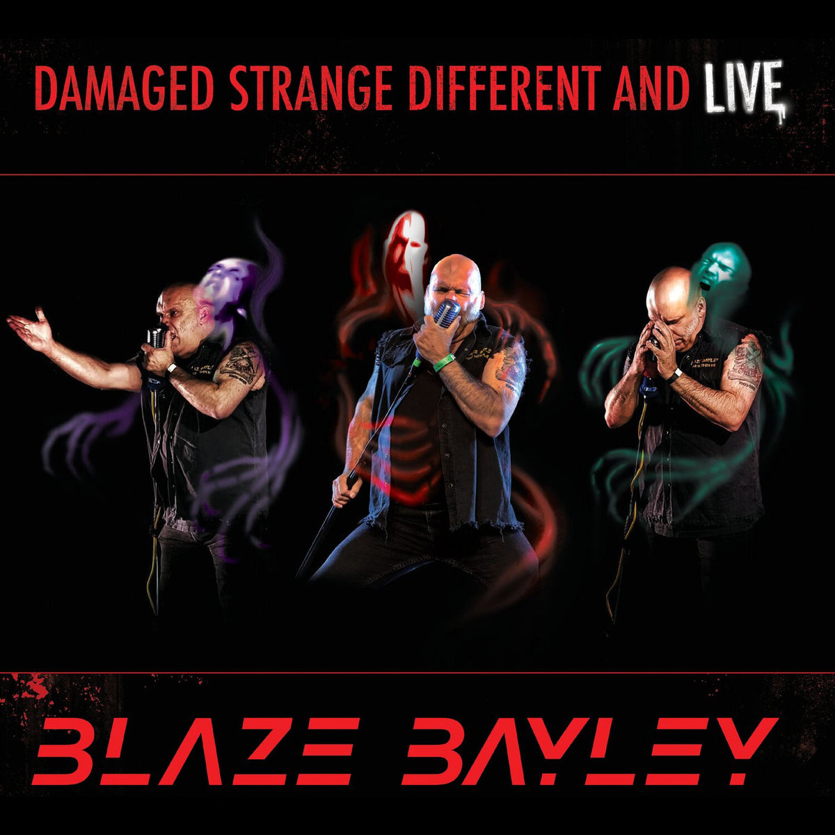 Blaze Bayley – Damaged Strange Different and Live vinyl record cover