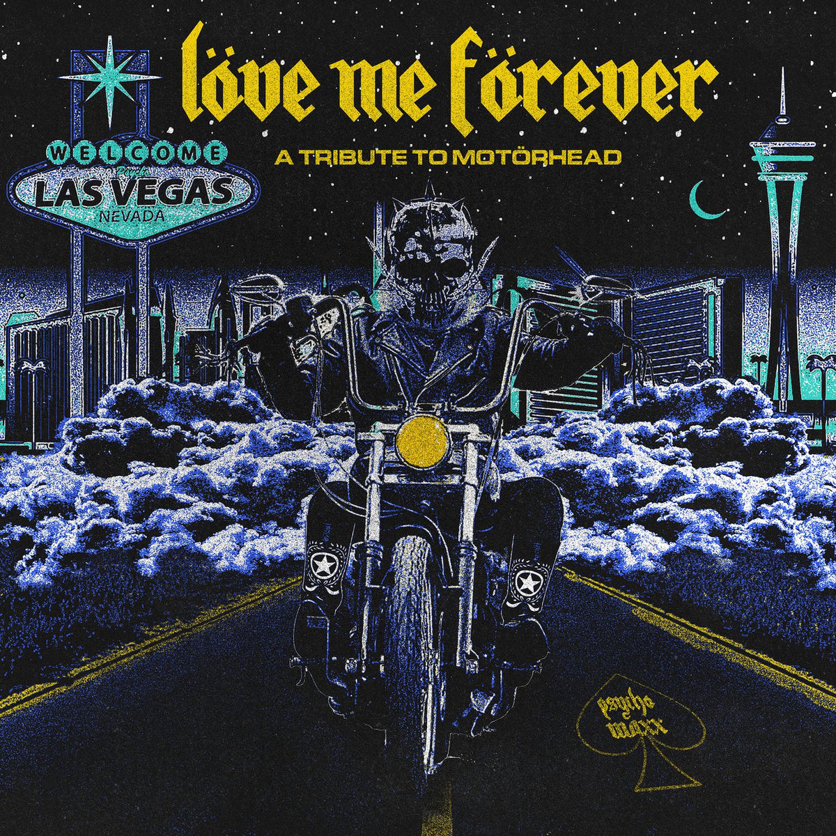 Various Artists – Love Me Forever: A Tribute To Motorhead [2LP] (TRANSLUCENT BLACK ICE VINYL) vinyl record cover