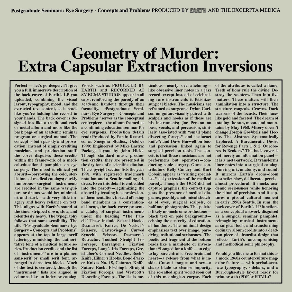 Earth – Earth x Black Noi$e - Geometry of Murder: Extra Capsular Extraction Inversions vinyl cover