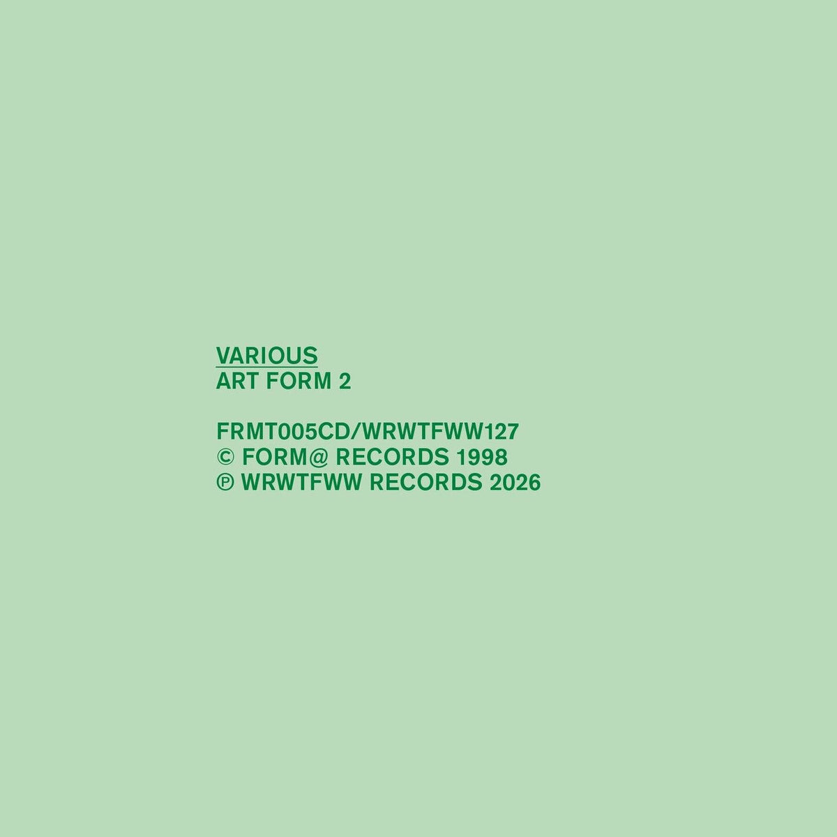 Various Artists – Art Form 2 vinyl record cover
