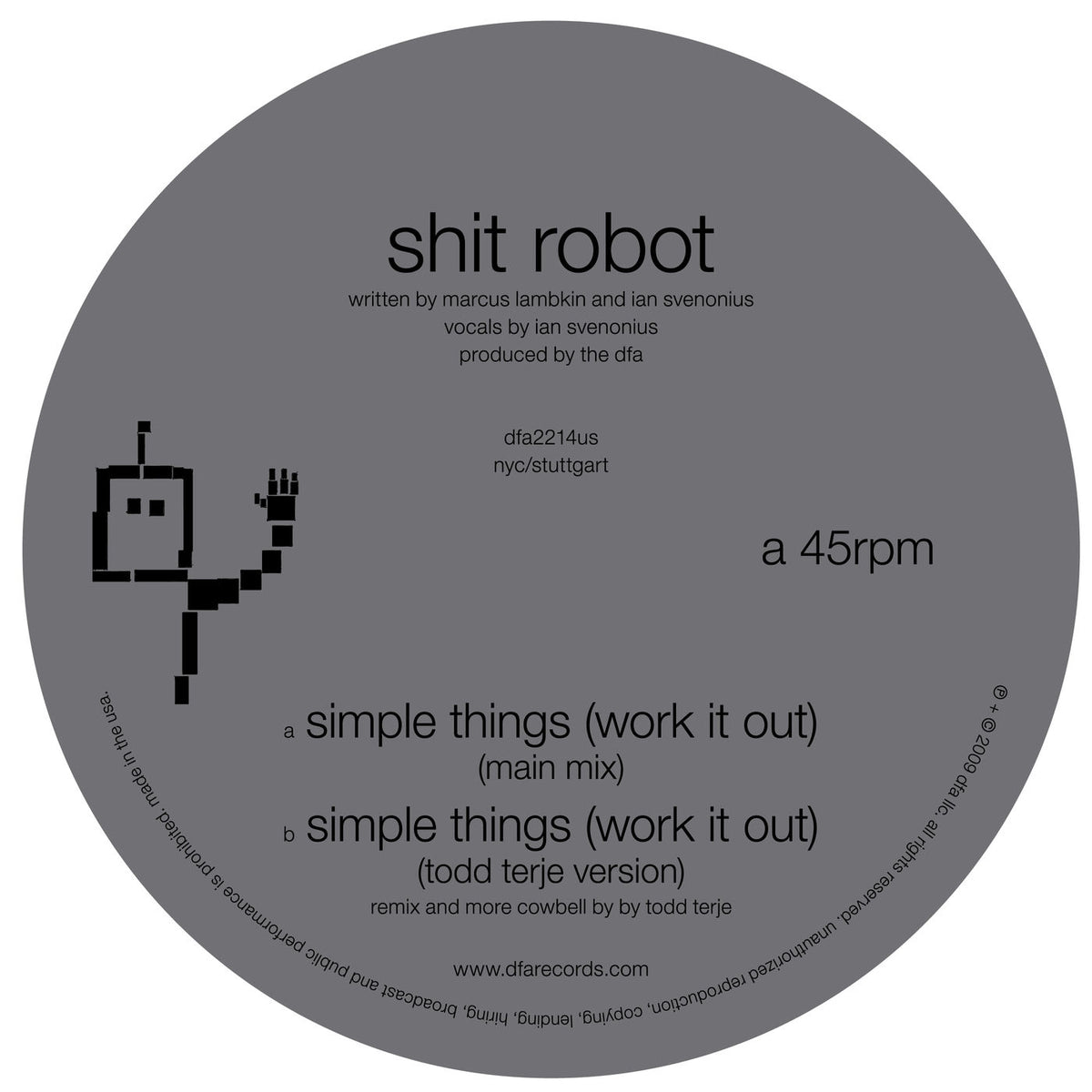 Shit Robot – Simple Things (Work It Out) vinyl cover