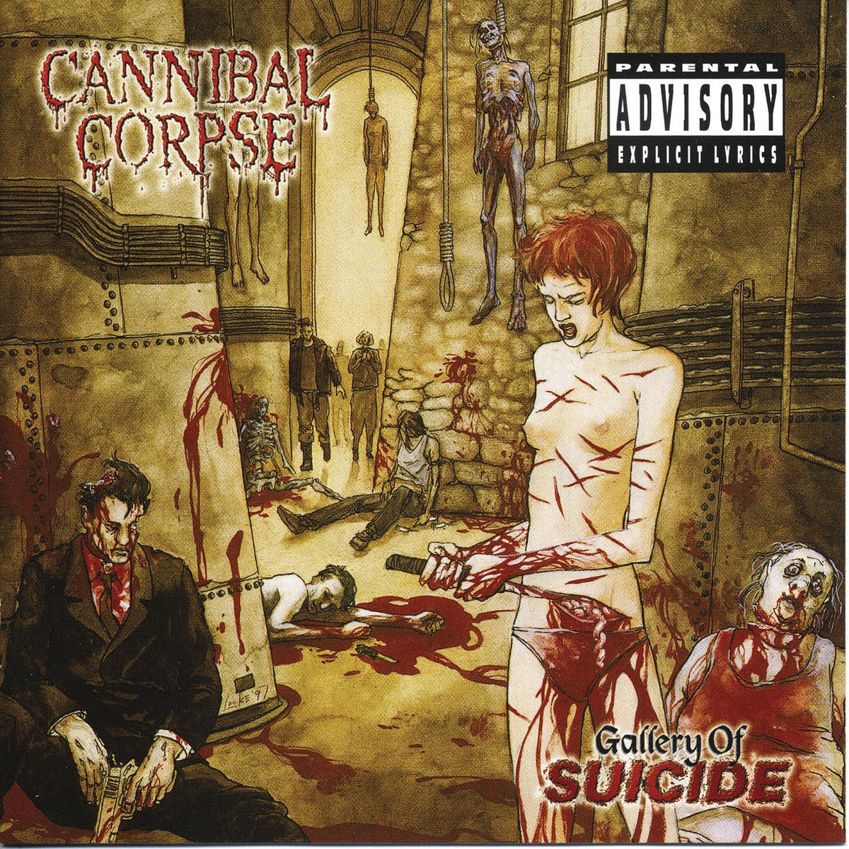 Cannibal Corpse – Gallery Of Suicide (White Vinyl) (Phd Exclusive) vinyl record cover