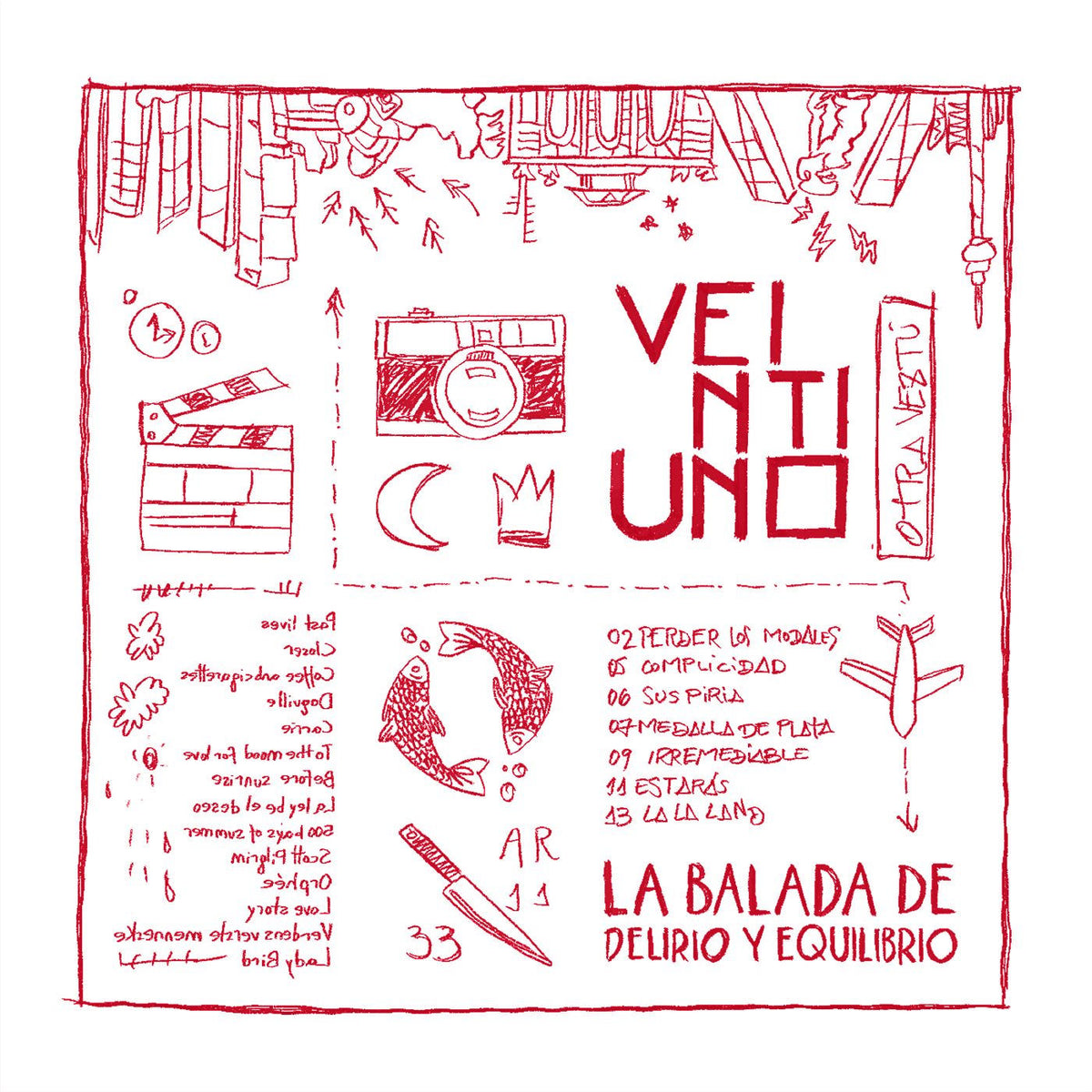 Veintiuno – La Balada De Delirio Y Equilibrio - Red Marble vinyl record cover