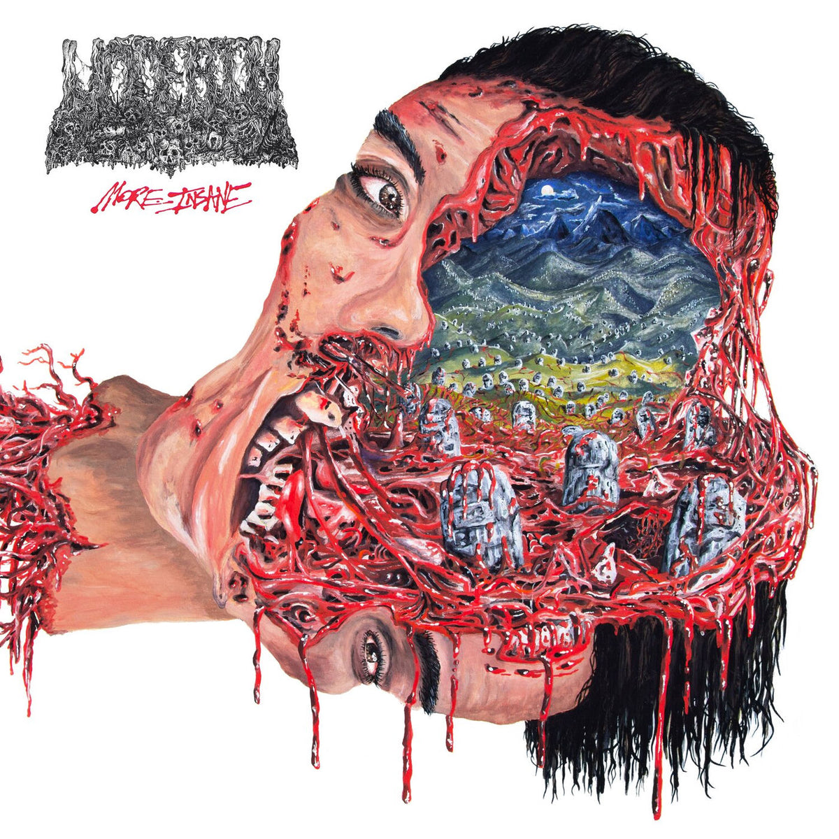 Undeath – More Insane ("Red From Beyond" Vinyl) vinyl record cover