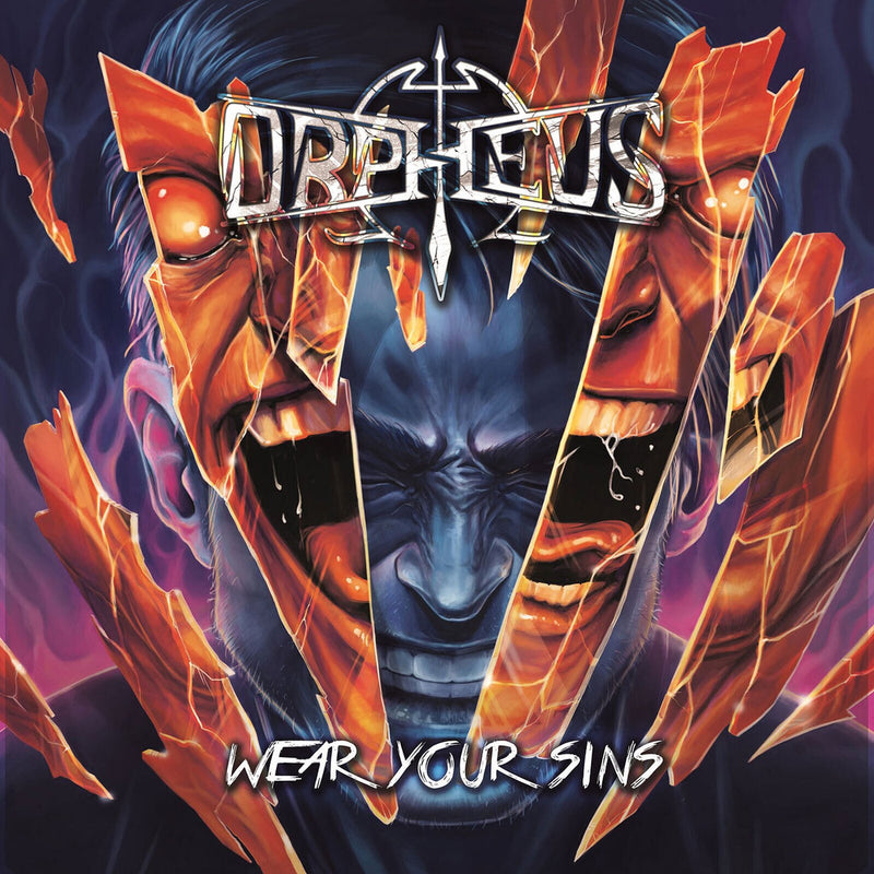 Orpheus Omega – Wear Your Sins (Limited Orange With Purple / Blue Splatter Coloured Vinyl) vinyl record cover