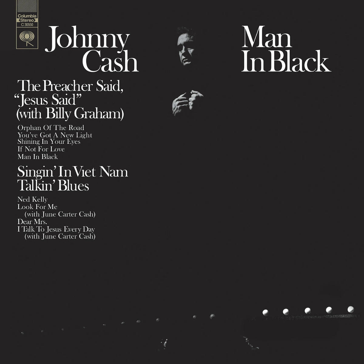 Johnny Cash – Man In Black (Transparent Vinyl) vinyl record cover