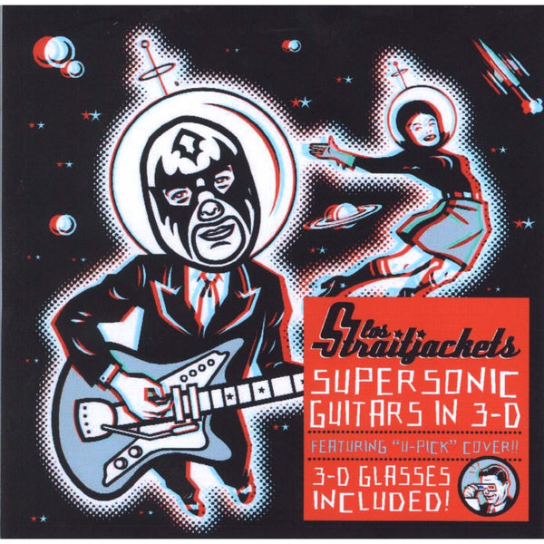 Los Straitjackets – Supersonic Guitars In 3-D (CLEAR WITH RED & BLUE SWIRL VINYL) vinyl record cover