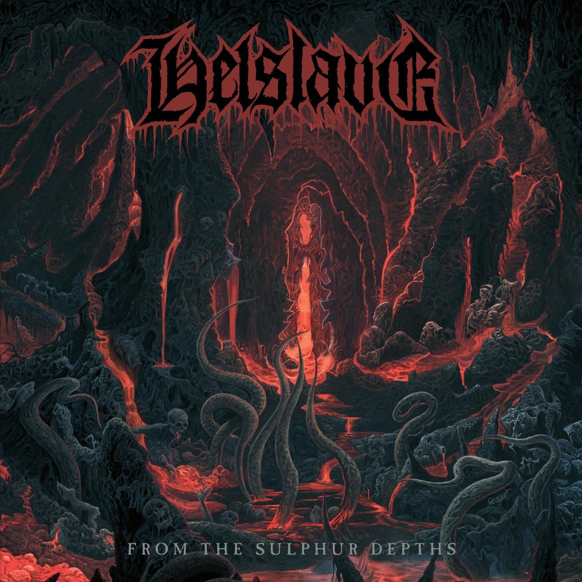 Helslave – From the Sulphur Depths vinyl record cover